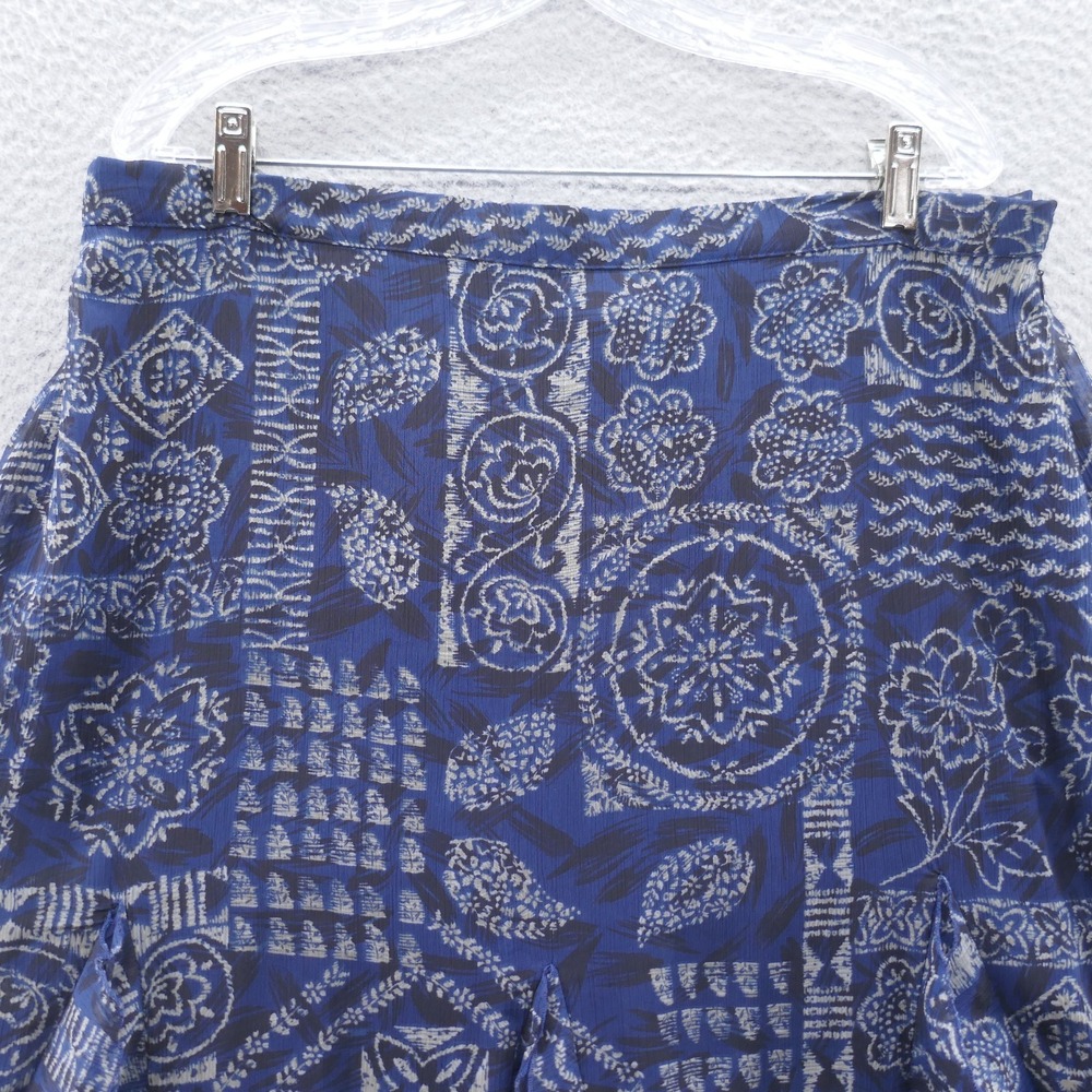 Coldwater Creek Womens Chiffon Ruffle Skirt XL Petite Blue Floral Paisley Fairy - Picture 2 of 12